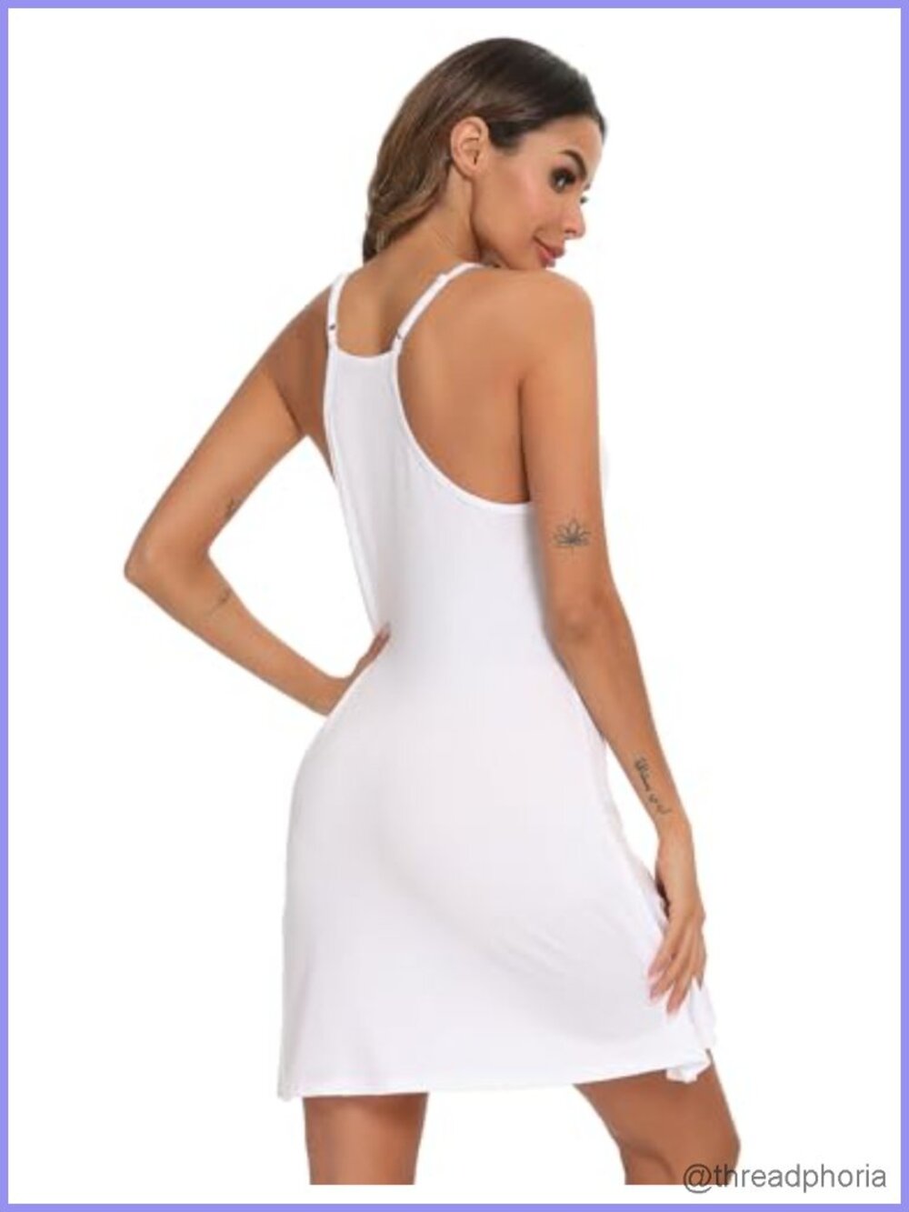Cotton Nightgown for Women Sleeveless Sleep Dress Spaghetti Strap Nightshirt - Picture 3 of 6